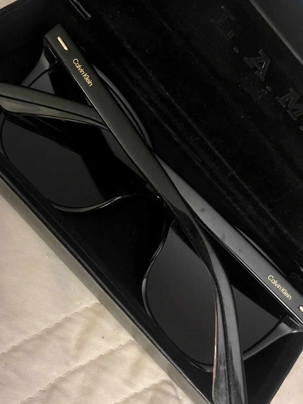 Calvin Klein Black Oversized Sunglasses with Dark Lenses
